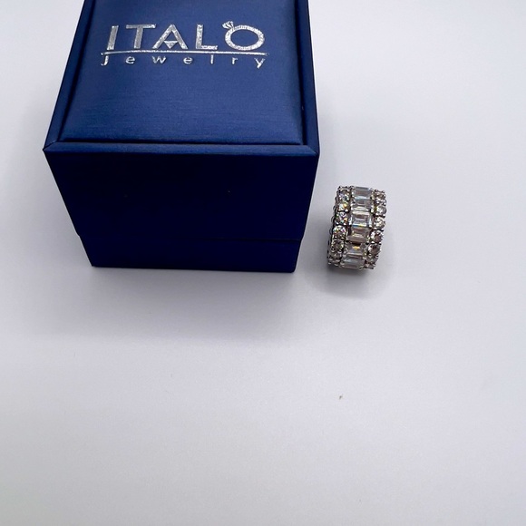 Women’s Ring Triple Row Italo Sterling Silver Created EternityBand Size 6 925 - Picture 10 of 16